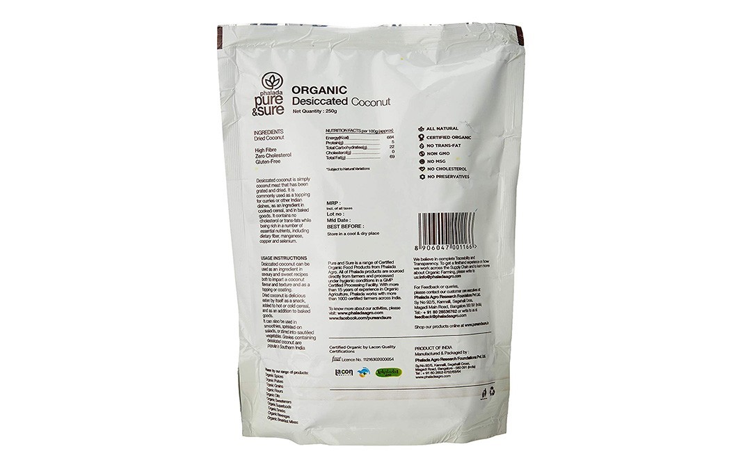 Pure & Sure Organic Desiccated Coconut    Pack  250 grams